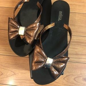 Melissa Harmonic Bright Bronze Sparkly Flip Flop